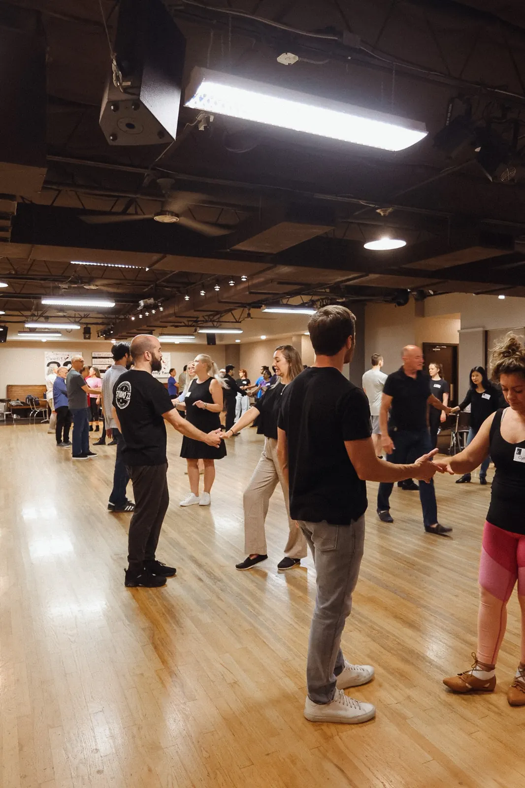 Students learning together in a group class